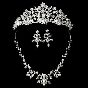 Gorgeous Swarovski Crystal Wedding Tiara set with Pearls - La Bella Bridal Accessories