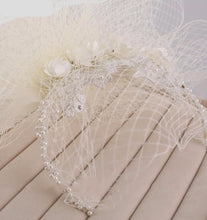 Stunning Modern French Net, Pearl Crystal & Lace Wedding Veil - La Bella Bridal Accessories