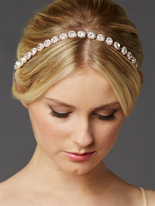 Gorgeous Slender Silver Linked Crystal Bridal Headband - La Bella Bridal Accessories