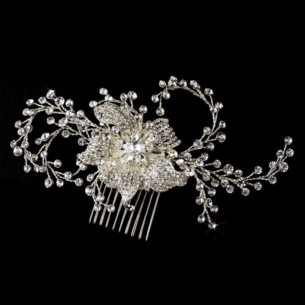 Couture & Stunning Crystal Vine Flower Bridal Comb – La  display picture 2