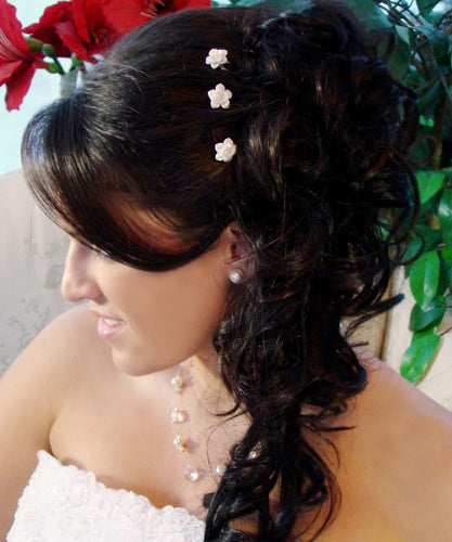 Swarovski Crystal White Rose Pin - La Bella Bridal Accessories