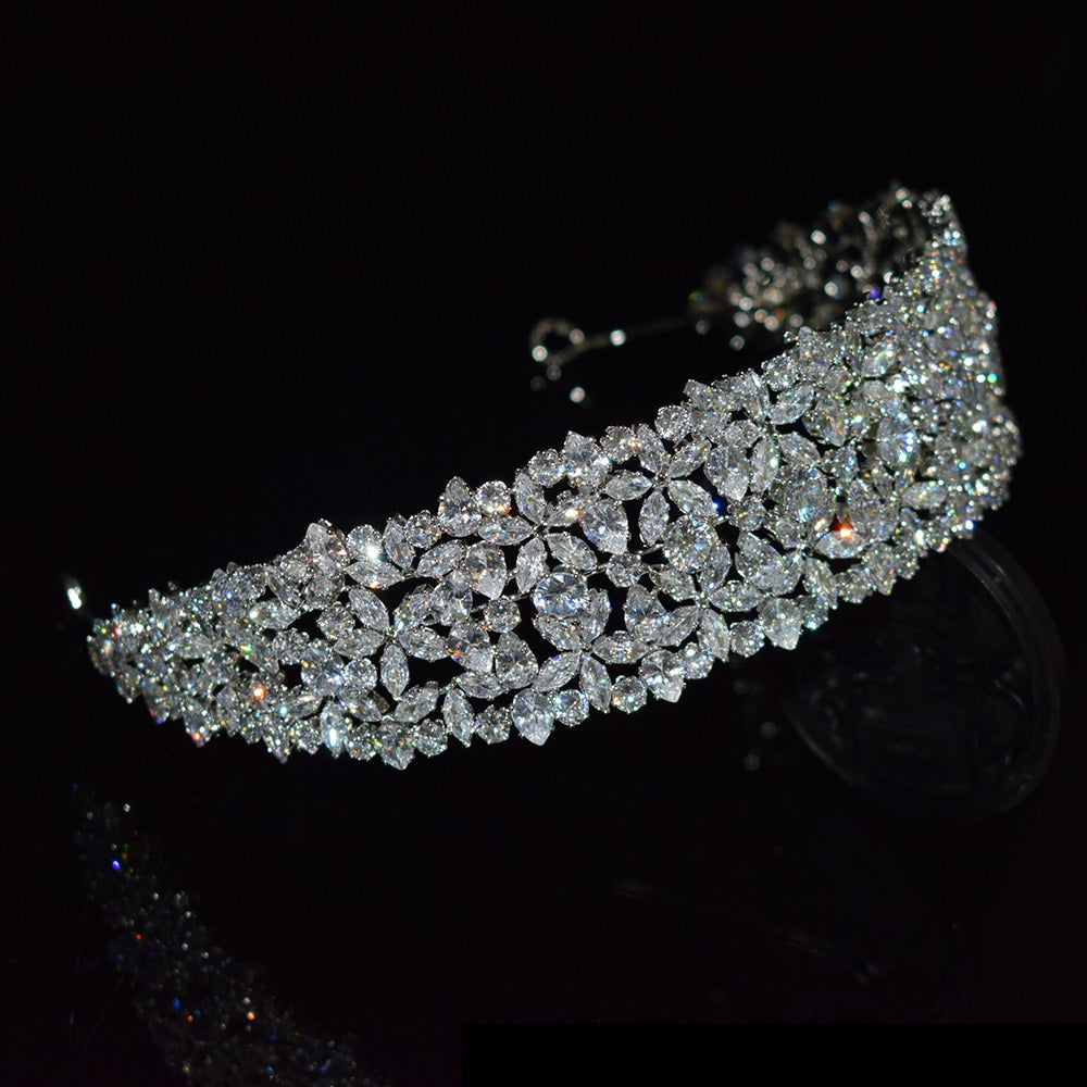 Vintage Couture CZ Crystal Bridal headband Tiara – La Bella  display picture 3