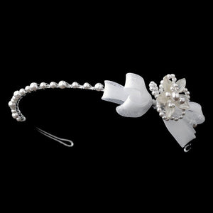 Children's White or Ivory Flower Bow Headband - La Bella Bridal Accessories