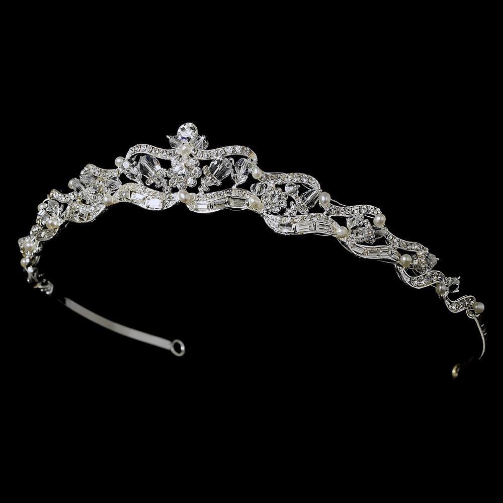 Swarovski Crystal Encrusted & Freshwater Pearl Bridal Tiara – La