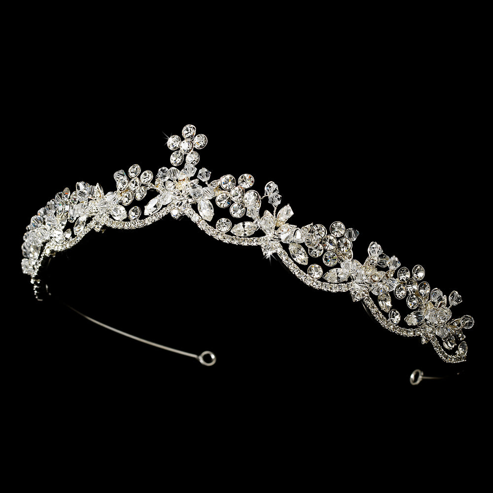 Floral Crystal Encrusted Bridal Tiara La Bella Bridal Accessories
