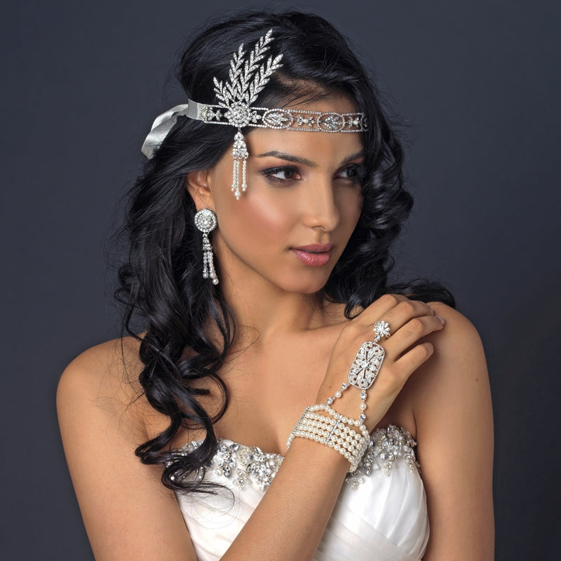 Gorgeous 1920s Gatsby Vintage Crystal Pearl Bridal Headpiece
