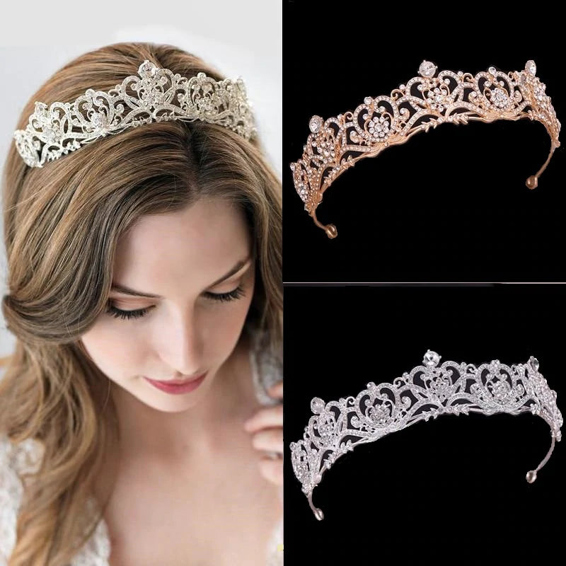 Beautiful Silver or Gold Crystal Heart Swirl Bridal Tiara  display picture 1