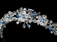 Silver Blue Swarovski Bridal Tiara
