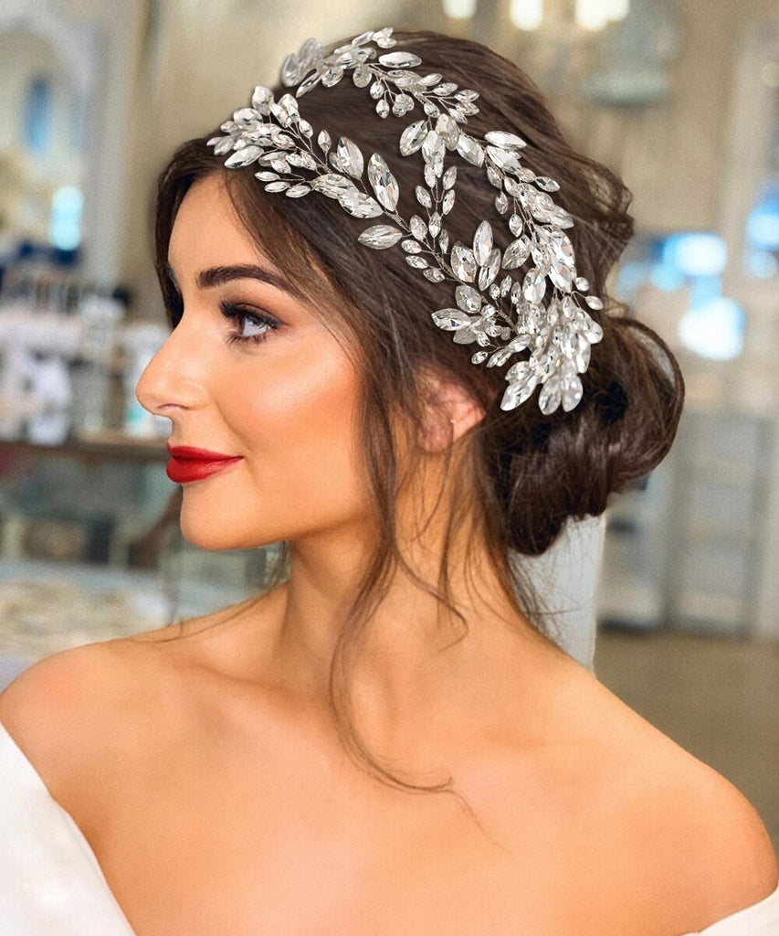 Stunning Couture Crystal Wedding Double Headpiece – La Bella  display picture 1