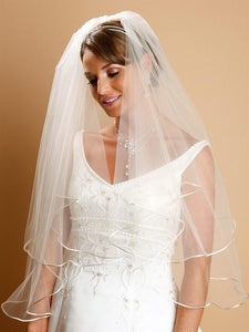Two Layer Corded Edge Bridal Veil - La Bella Bridal Accessories