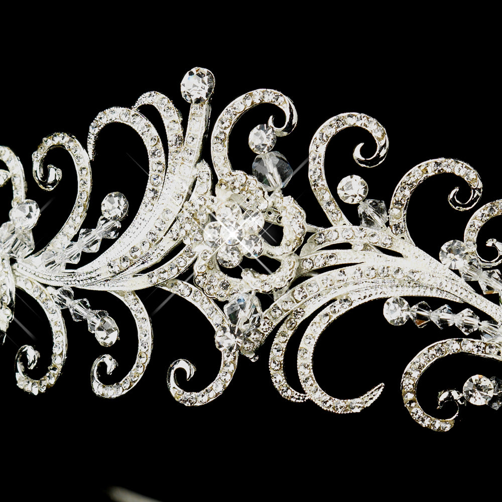 Antique Silver Crystal Swirl Tiara Headpiece – La Bella  display picture 2