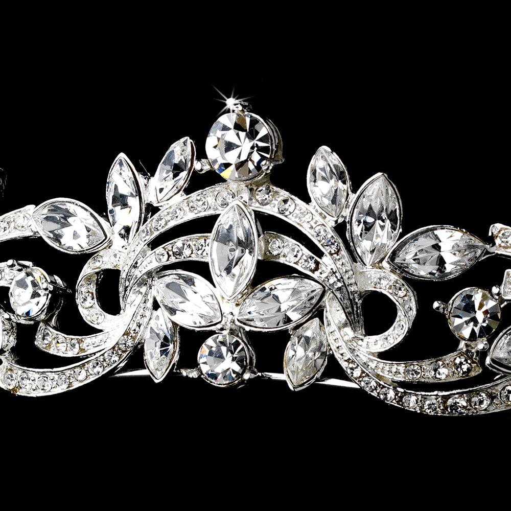 Vintage Inspired Elegant Crystal Swirl Bridal Tiara – La  display picture 1