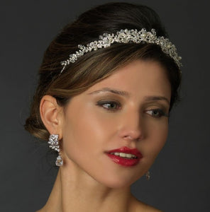 Vintage Inspired Crystal Encrusted Rose Pearl Bridal Headpiece