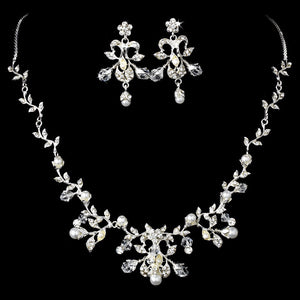 Gorgeous Swarovski Crystal Wedding Jewelry Set with Pearls - La Bella Bridal Accessories