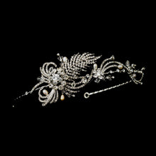 Antique Silver Crystal Swirl & Pearls Bridal Headpiece - La Bella Bridal Accessories