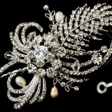 Antique Silver Crystal Swirl & Pearl Bridal Headpiece