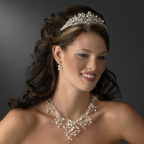 Gorgeous Crystal & Freshwater Pearl Tiara Headpiece