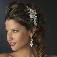 Antique Silver Multi Cut Crystal Spiral Spray Bridal Headpiece