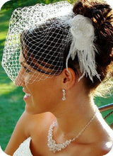 Crystal Pearl Wedding Hair Comb with Feather Plume & Silk Petals