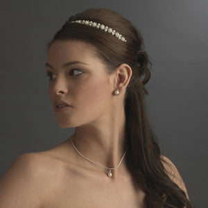 Crystal and Ivory Pearl Wedding Floral Headband