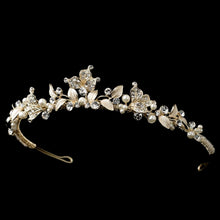 Light Gold Crystal & Ivory Pearl Tiara