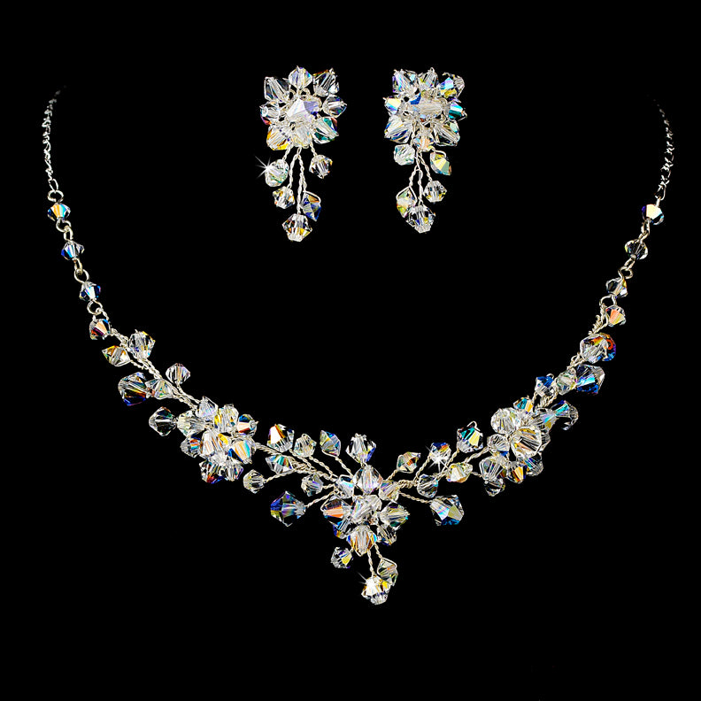 Silver Clear or AB Swarovski Crystal Bridal Jewelry Set