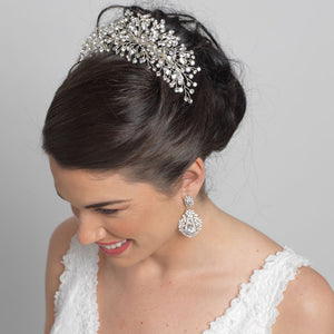 Gorgeous Silver Vine Crystal Spray Bridal Comb