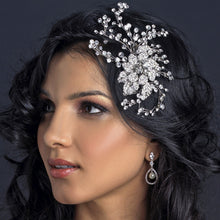 Big Antique Silver Floral Spray Bridal Couture Hair Comb