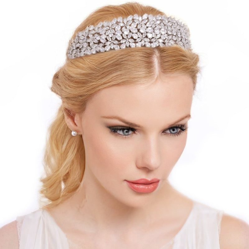 Vintage Couture Side-Accented Crystal Bridal Headband Headpiece - Elegant  Bridal Hair Accessories