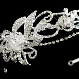 Silver Swarovski Crystal Crystal Side Accented Bridal Headband