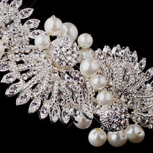Antique Silver Crystal & Ivory Pearl Bridal Headband