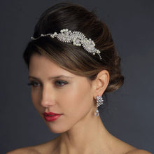 Antique Silver Crystal & Ivory Pearl Bridal Headband