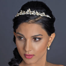 Light Gold Crystal & Ivory Pearl Tiara