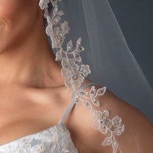 Gorgeous Feminine Bridal Veil with Lace, Beads Sequins