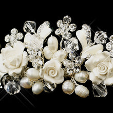 Swarovski Crystal & Freshwater Pearl, Flower Wedding Tiara - La Bella Bridal Accessories