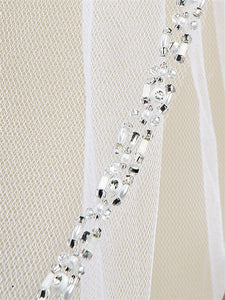 Wedding Veil, with Crystal Pearl Edges - La Bella Bridal Accessories