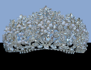 Big tiara,tiaras,crystal tiara,big crystal crown,freshwater pearl, big crystal wedding tiara, swarovski wedding crown,swarovski bridal tiara,big crystal bridal crown, freshwater pearl crystal crown