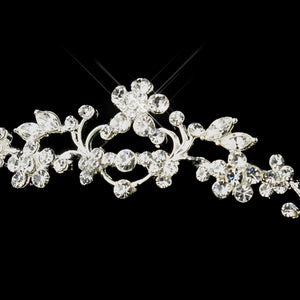 Silver Crystal Wedding Tiara Headpiece - La Bella Bridal Accessories