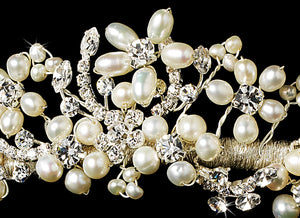 Crystal & Freshwater Pearl Bridal Tiara - La Bella Bridal Accessories