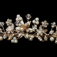 Ivory Pearl & Crystal Star Flower Bridal Tiara in Gold - La Bella Bridal Accessories