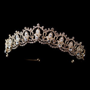 Gorgeous Royal Antique Light Gold Crystal Bridal Tiara Crown, Gold Tiara, Gold bridal tiara, gold crown - La Bella Bridal Accessories