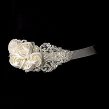Satin Flowers & Crystals on Lace Bridal Belt - La Bella Bridal Accessories