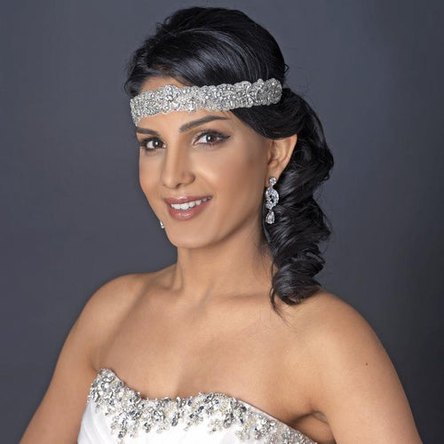Crystal Beaded Ivory Headband - La Bella Bridal Accessories