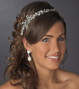 Gorgeous Antique Silver Marquise Cut Crystal Headpiece - La Bella Bridal Accessories