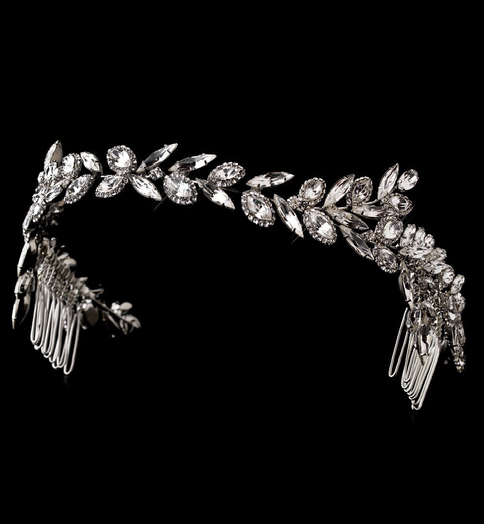 Gorgeous Antique Silver Marquise Cut Crystal Bridal  display picture 1