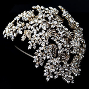 Stunning Vintage Crystal Leaves Bridal Headpiece - La Bella Bridal Accessories