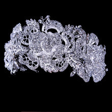 Big Gorgeous Gold or Silver Floral Crystal Bridal Headband - La Bella Bridal Accessories