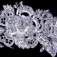 Big Gorgeous Gold or Silver Floral Crystal Bridal Headband - La Bella Bridal Accessories