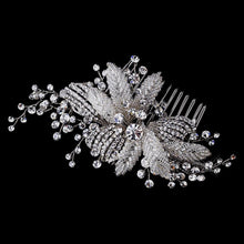 Gorgeous Antique Silver Crystal Floral Bridal Hair Comb