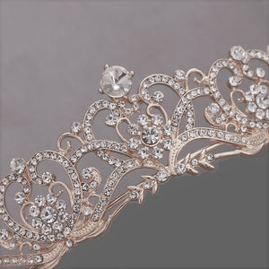 Beautiful Silver or Gold Crystal Heart Swirl Bridal Tiara Headpiece